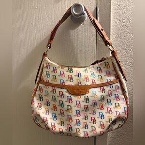 Dooney & Bourke Multicolor DB Logo Hobo with Tan Trim